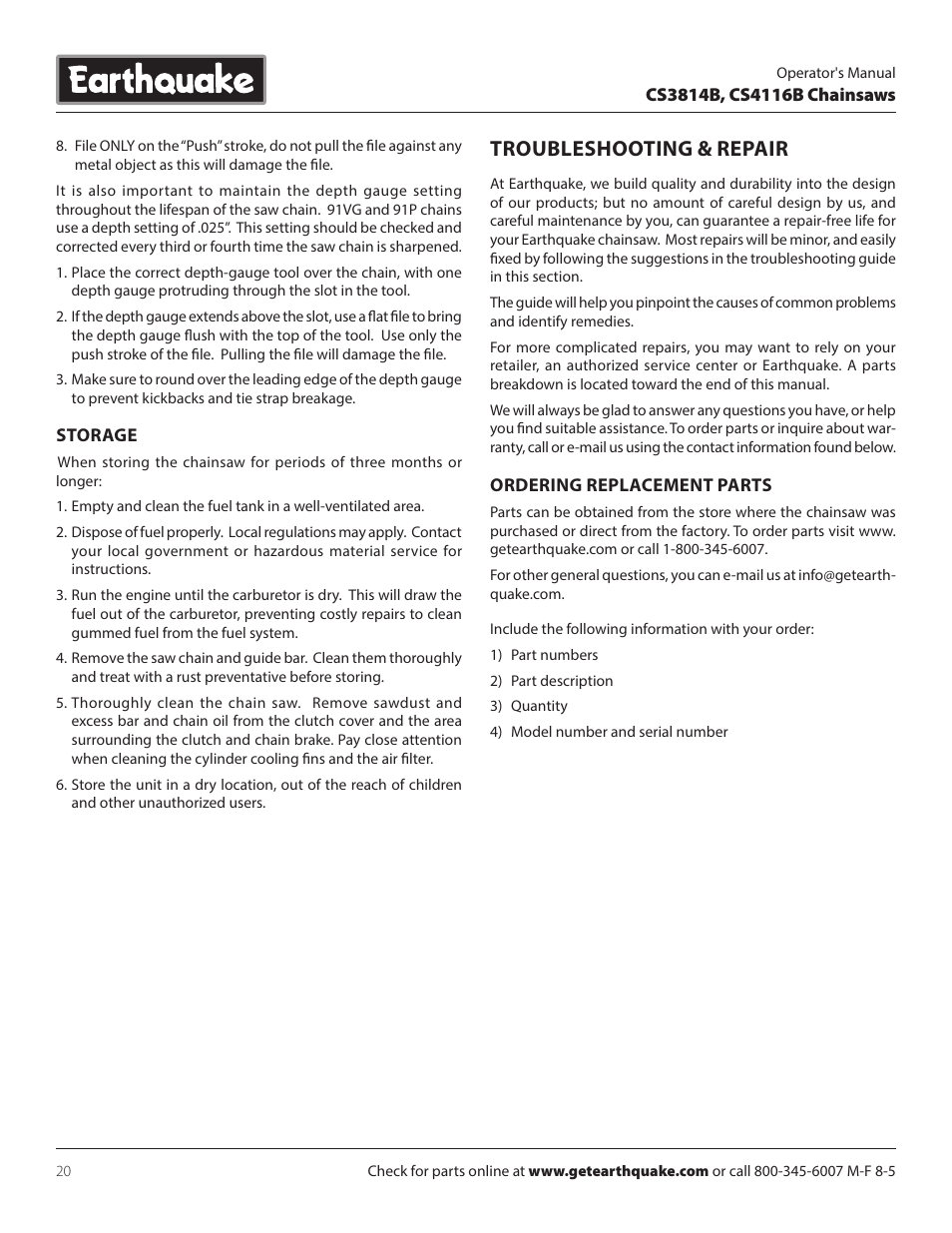 Troubleshooting & repair | EarthQuake CS4116B User Manual | Page 20 / 32