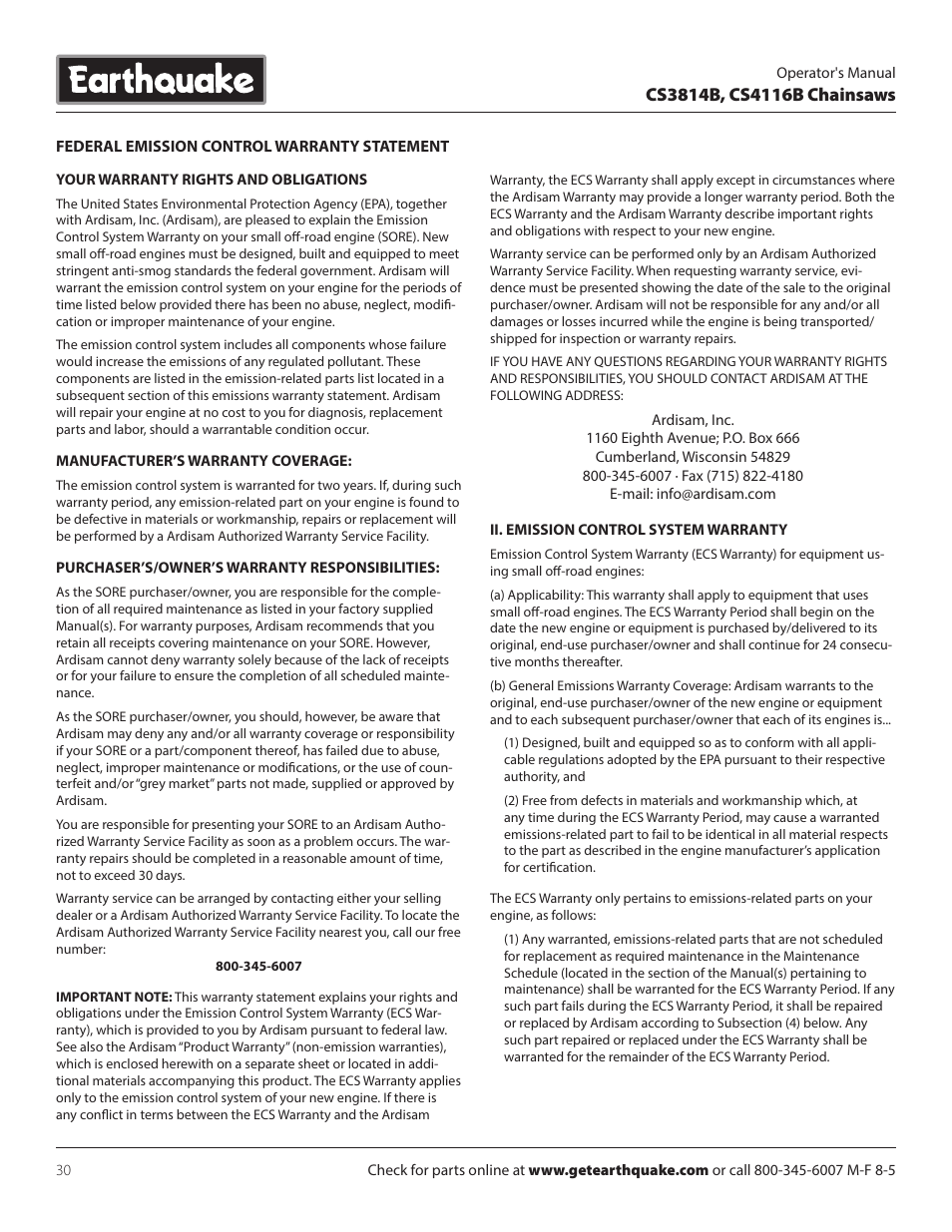 EarthQuake CS4116B User Manual | Page 30 / 32