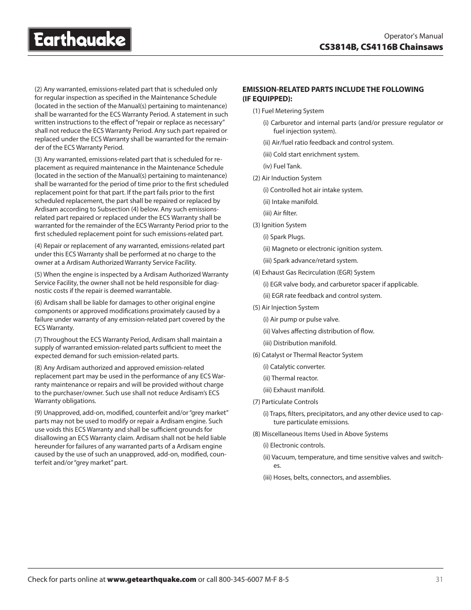 EarthQuake CS4116B User Manual | Page 31 / 32