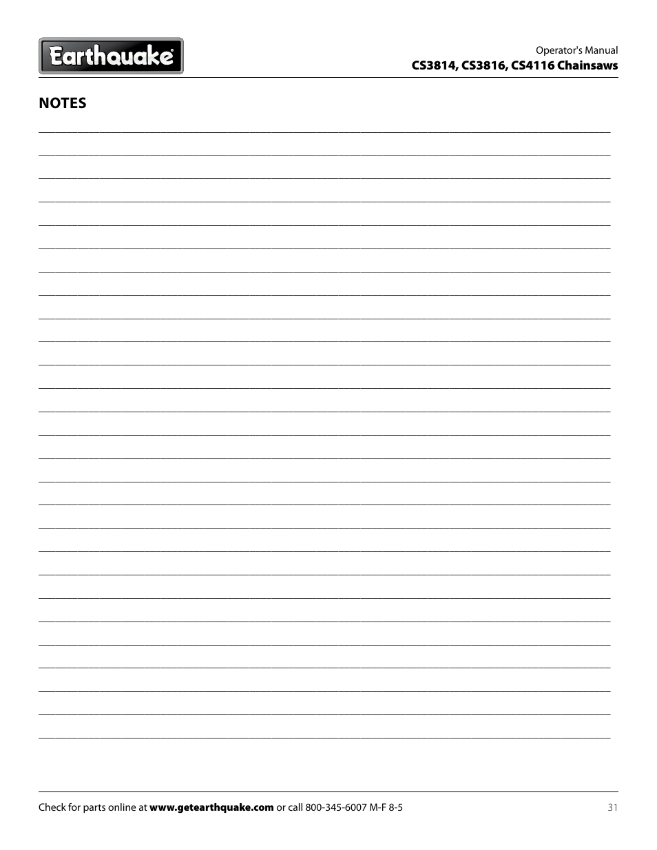 EarthQuake CS3816 User Manual | Page 31 / 32