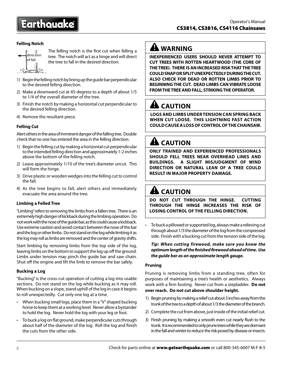 Warning, Caution | EarthQuake CS4116 User Manual | Page 6 / 32