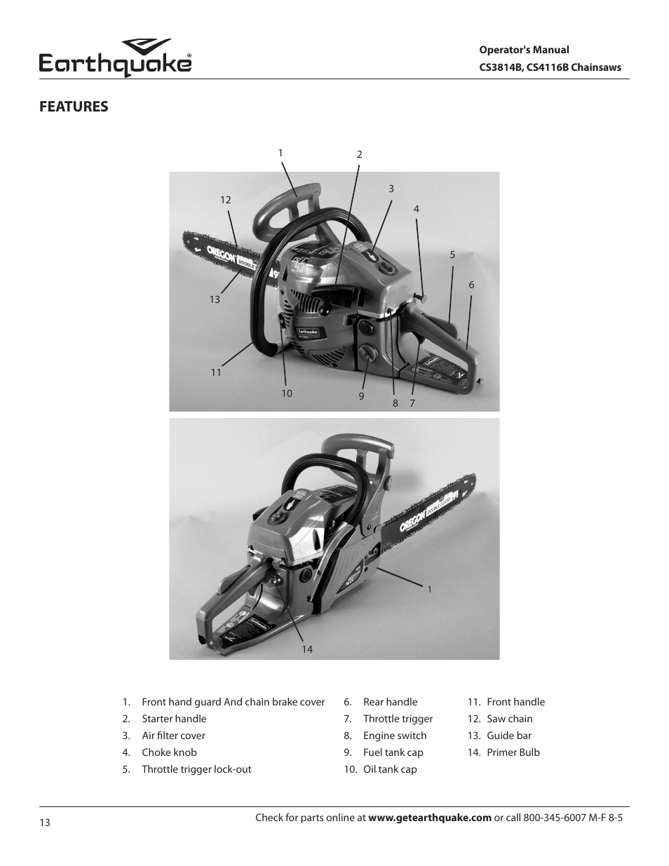 Features | EarthQuake CS4116B User Manual | Page 13 / 32