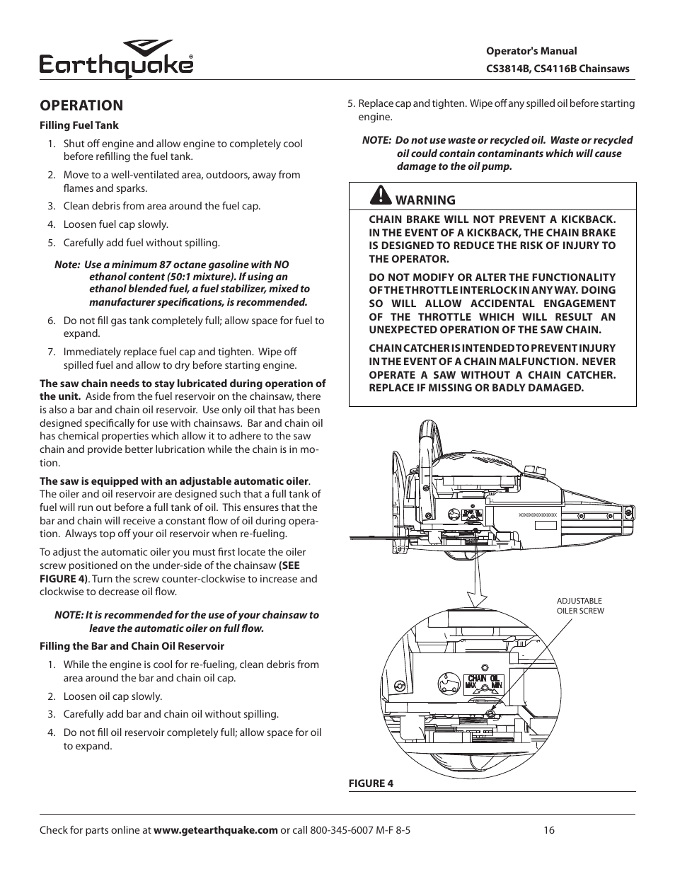 Operation | EarthQuake CS4116B User Manual | Page 16 / 32