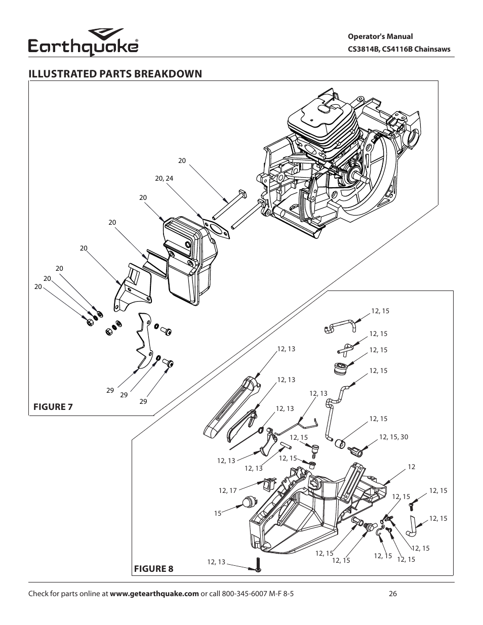 Illustrated parts breakdown, Figure 8, Figure 7 | EarthQuake CS4116B User Manual | Page 26 / 32