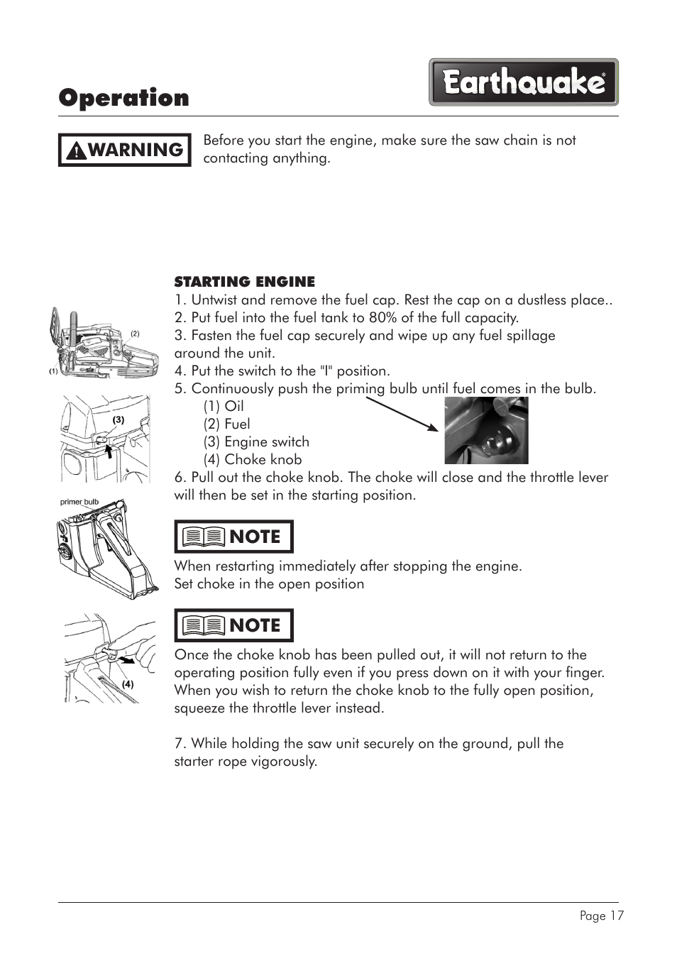 Operation, Warning | EarthQuake CS4518 User Manual | Page 17 / 40