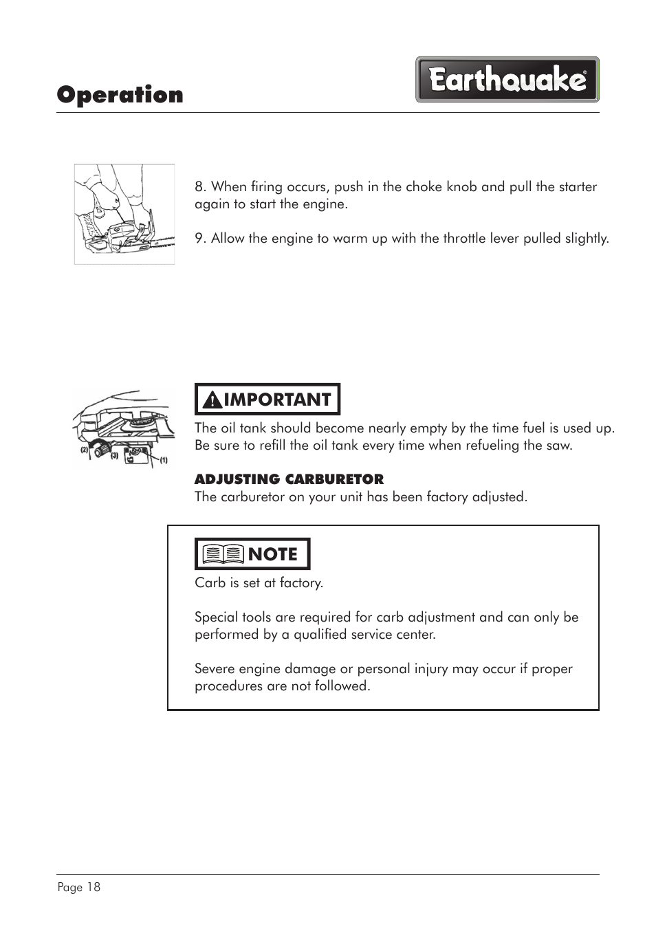 Operation, Important | EarthQuake CS4518 User Manual | Page 18 / 40
