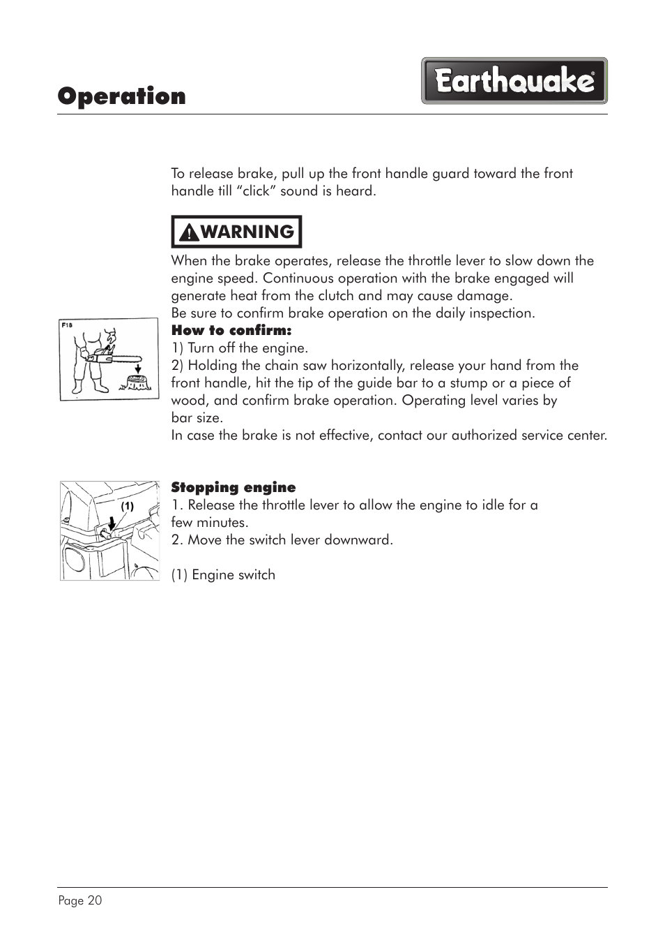 Operation, Warning | EarthQuake CS4518 User Manual | Page 20 / 40