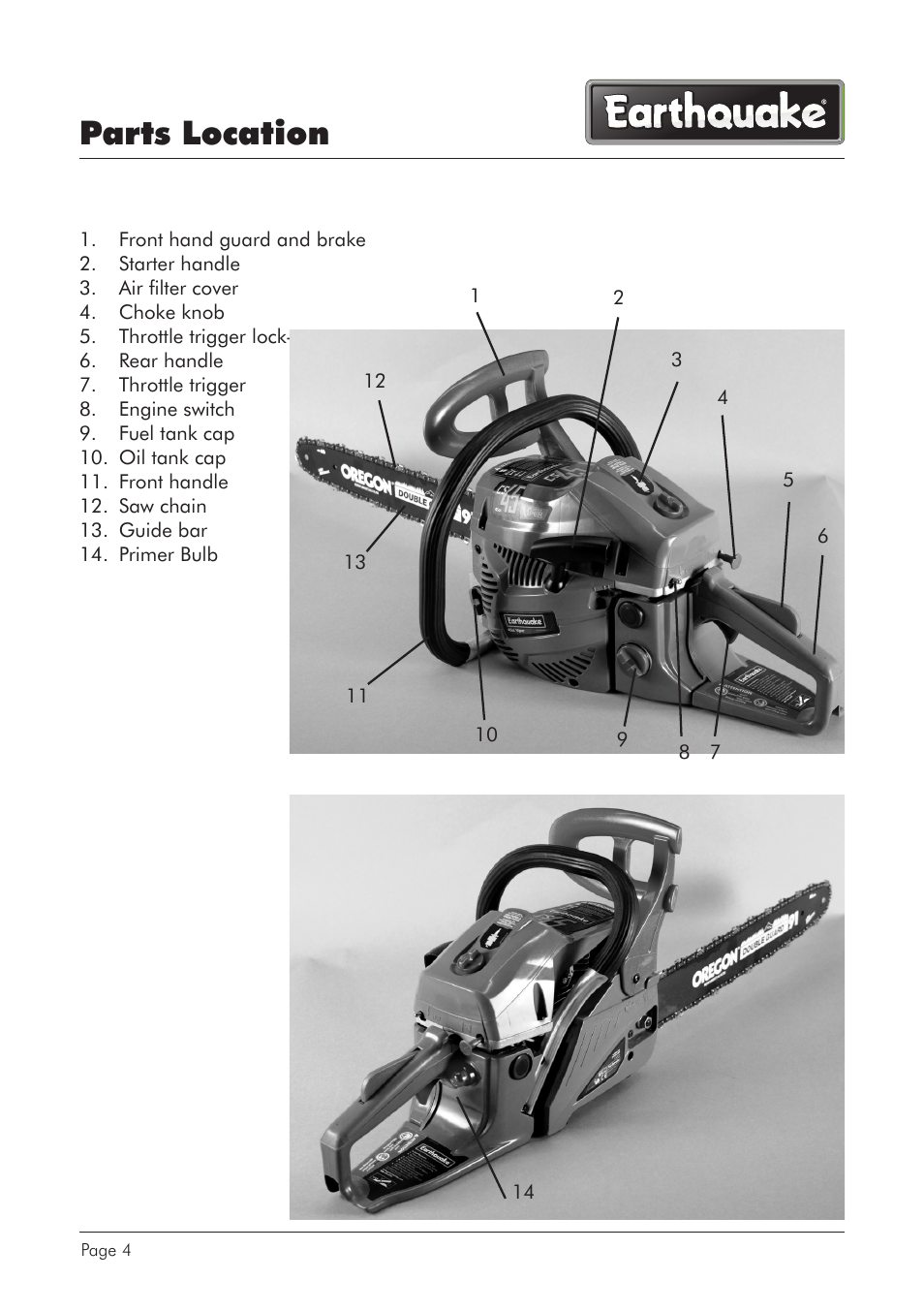 Parts location | EarthQuake CS4518 User Manual | Page 4 / 40