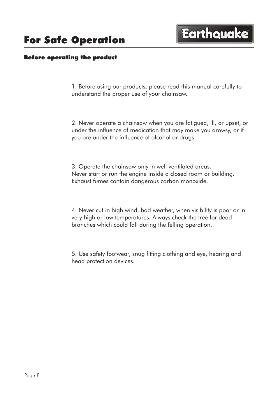 For safe operation | EarthQuake CS4518 User Manual | Page 8 / 40