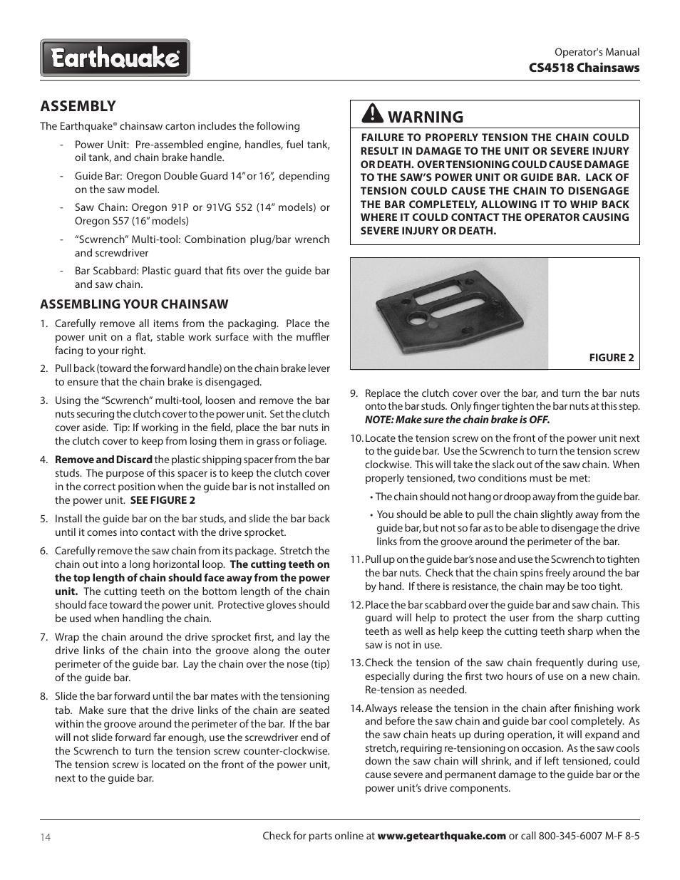 Warning, Assembly | EarthQuake CS4518 User Manual | Page 14 / 32