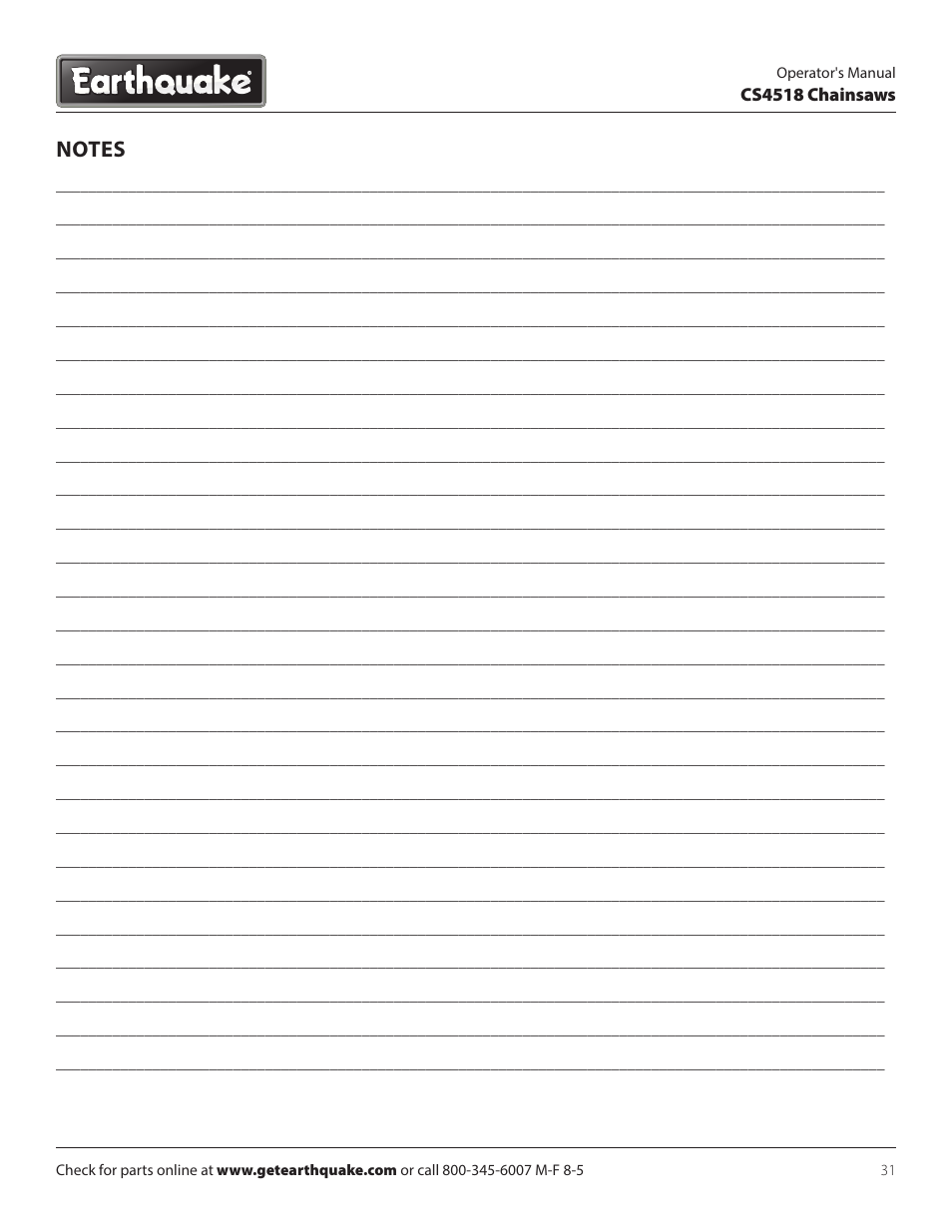 EarthQuake CS4518 User Manual | Page 31 / 32
