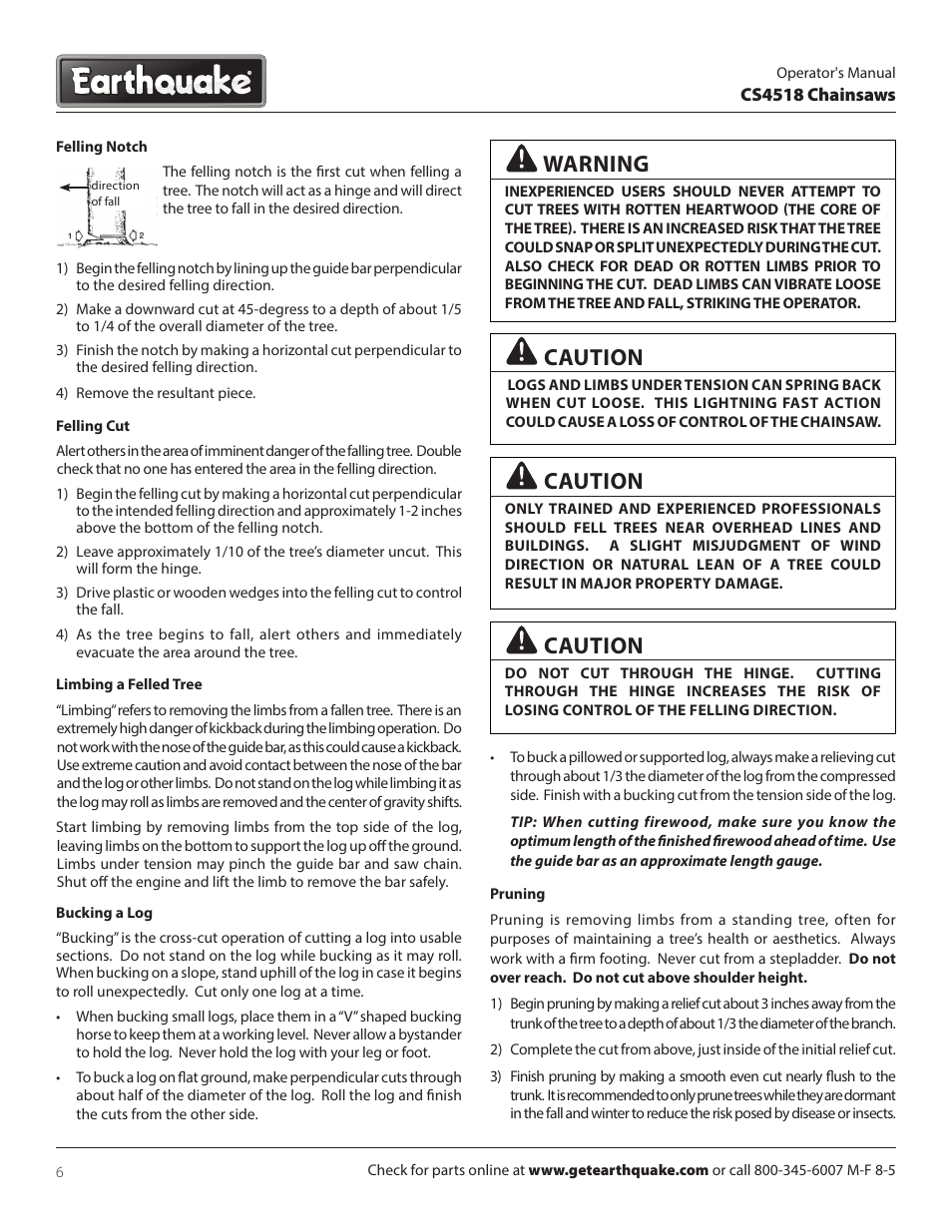 Warning, Caution | EarthQuake CS4518 User Manual | Page 6 / 32
