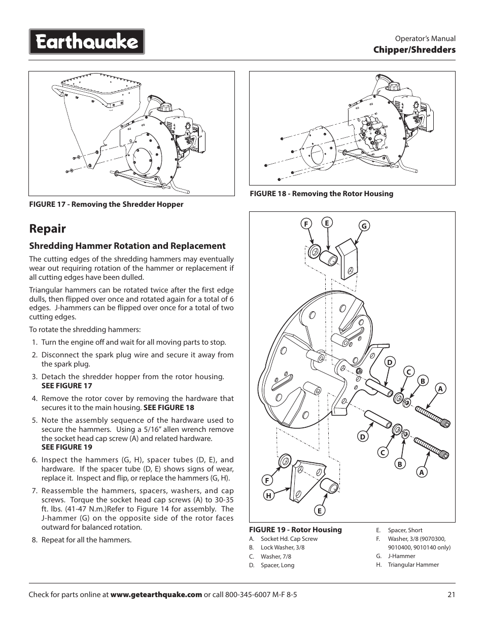 Repair | EarthQuake 14267 User Manual | Page 21 / 40
