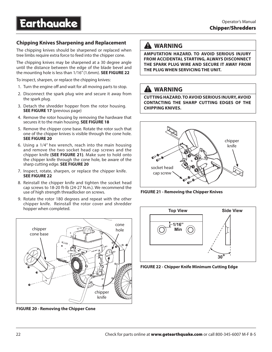 Warning | EarthQuake 14267 User Manual | Page 22 / 40