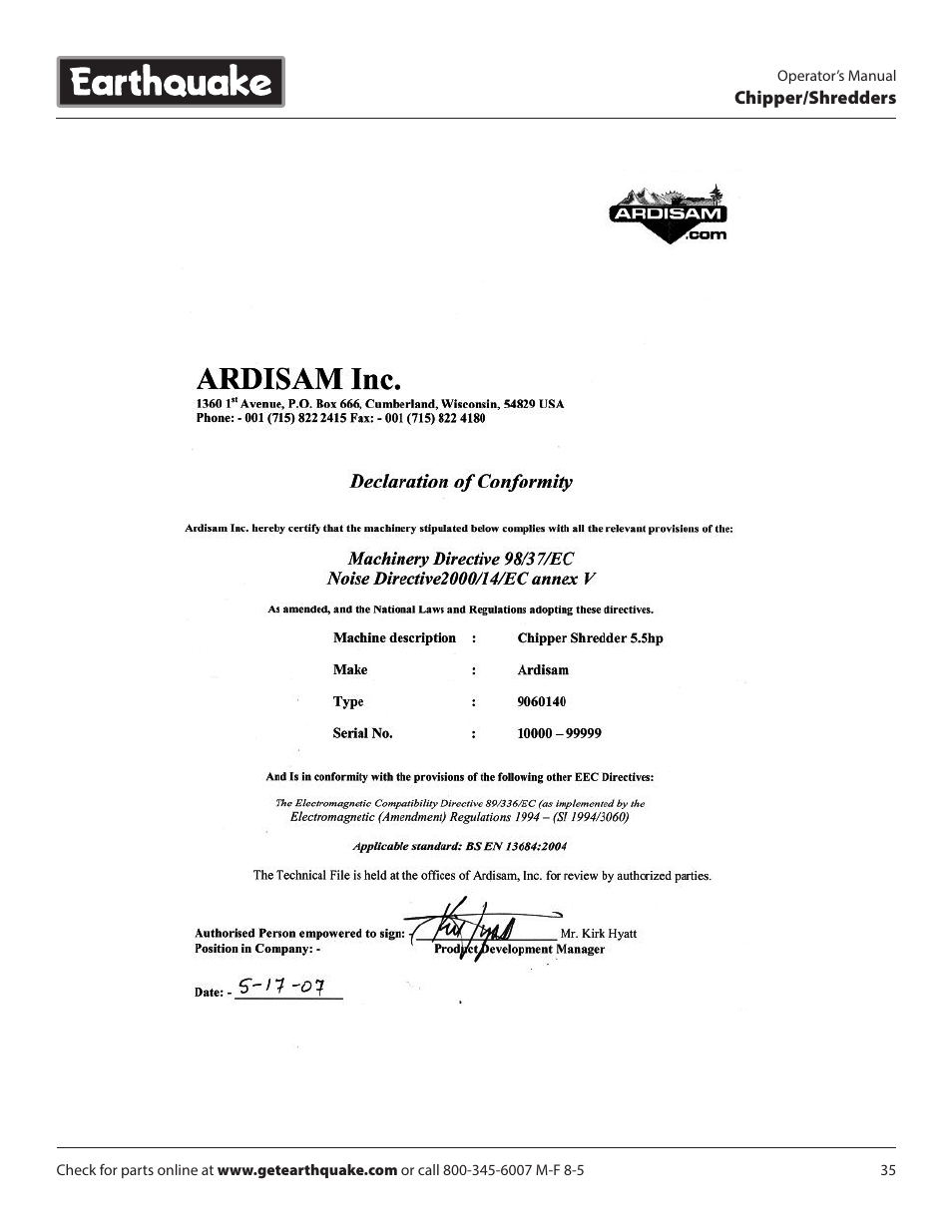 EarthQuake 14267 User Manual | Page 35 / 40