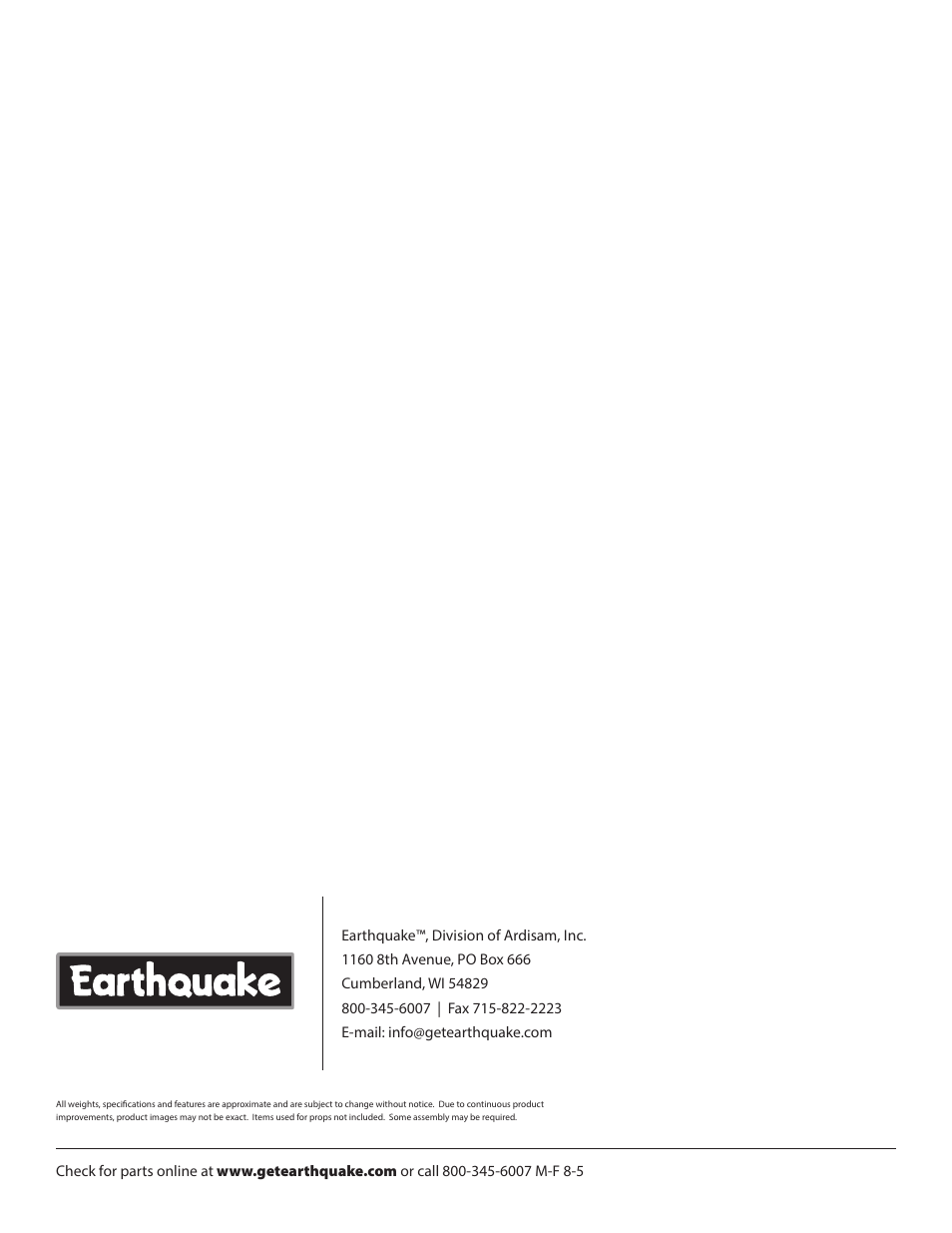 EarthQuake 14267 User Manual | Page 40 / 40