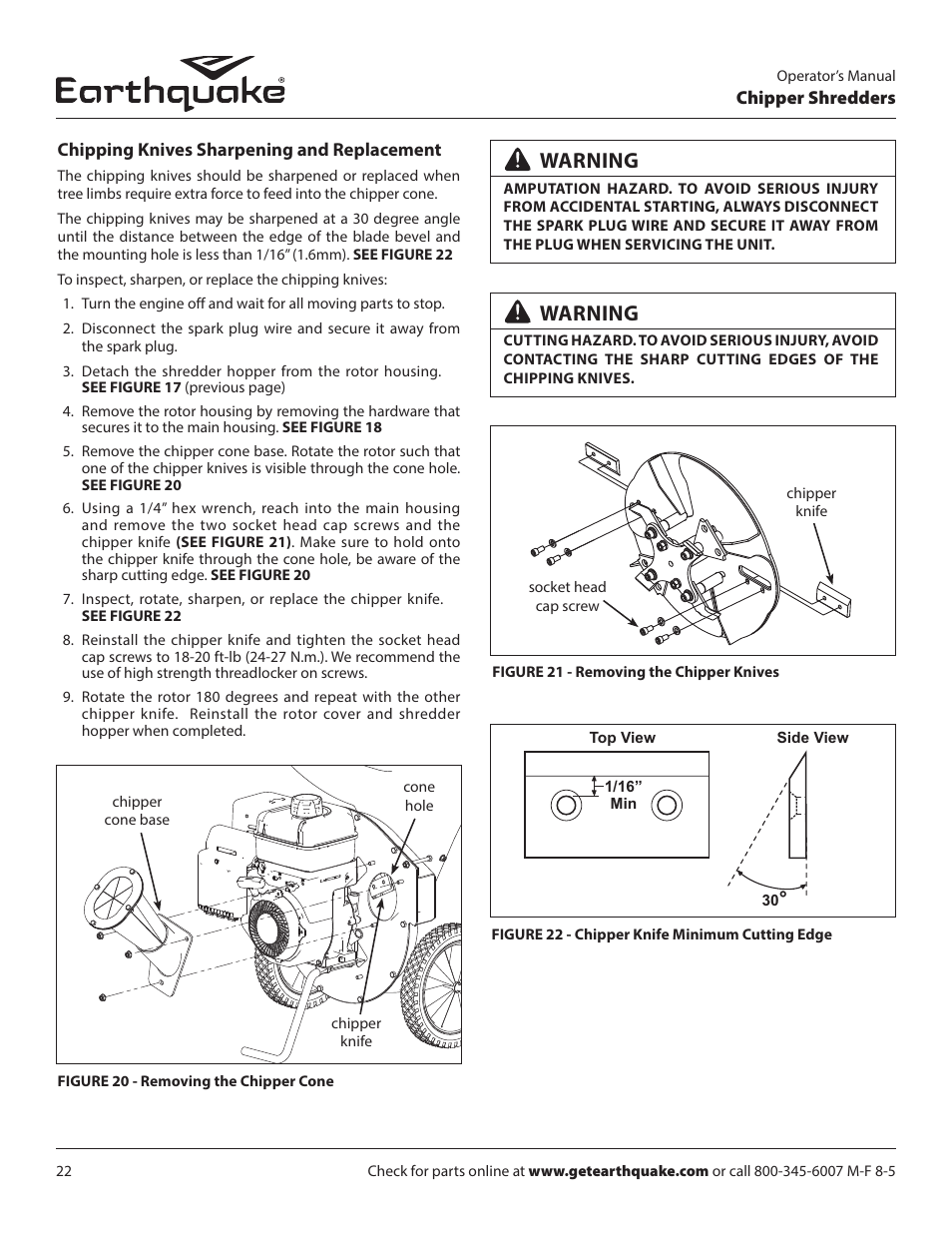 Warning | EarthQuake 9070300 User Manual | Page 22 / 40