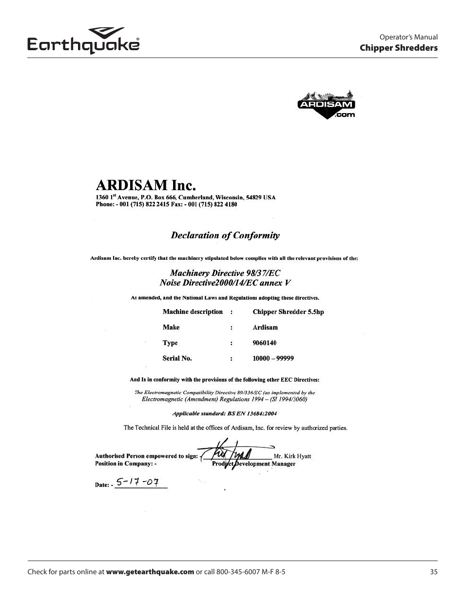 EarthQuake 9070300 User Manual | Page 35 / 40