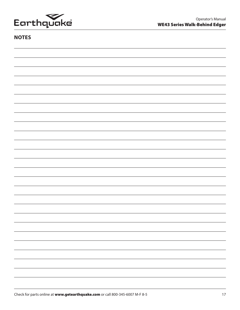 EarthQuake WE43E User Manual | Page 17 / 28