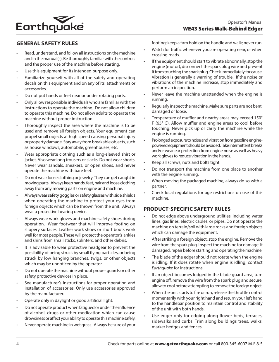 EarthQuake WE43E User Manual | Page 4 / 28
