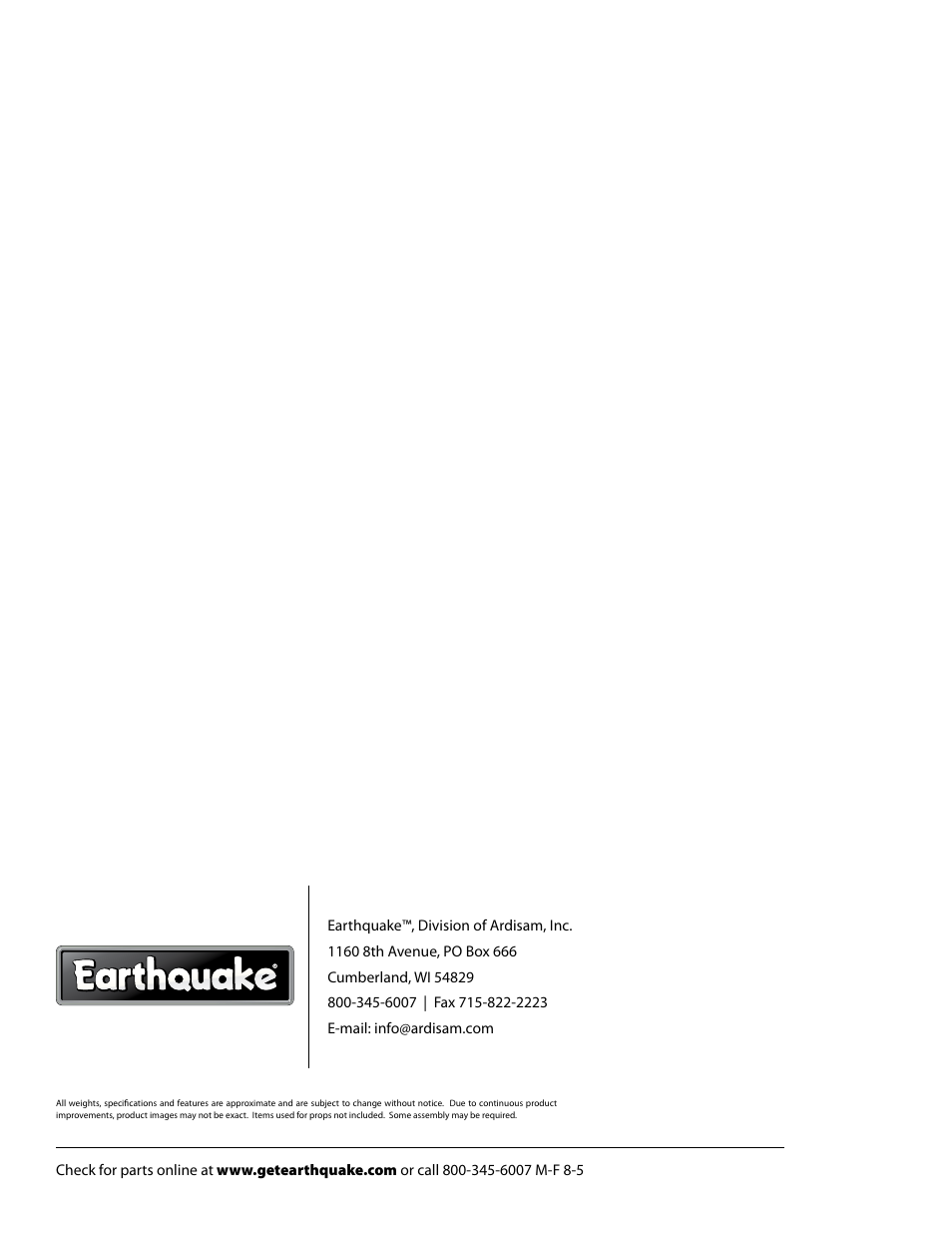 EarthQuake WE43E User Manual | Page 24 / 24