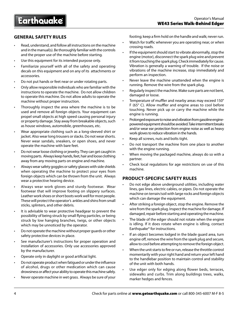 EarthQuake WE43E User Manual | Page 4 / 24