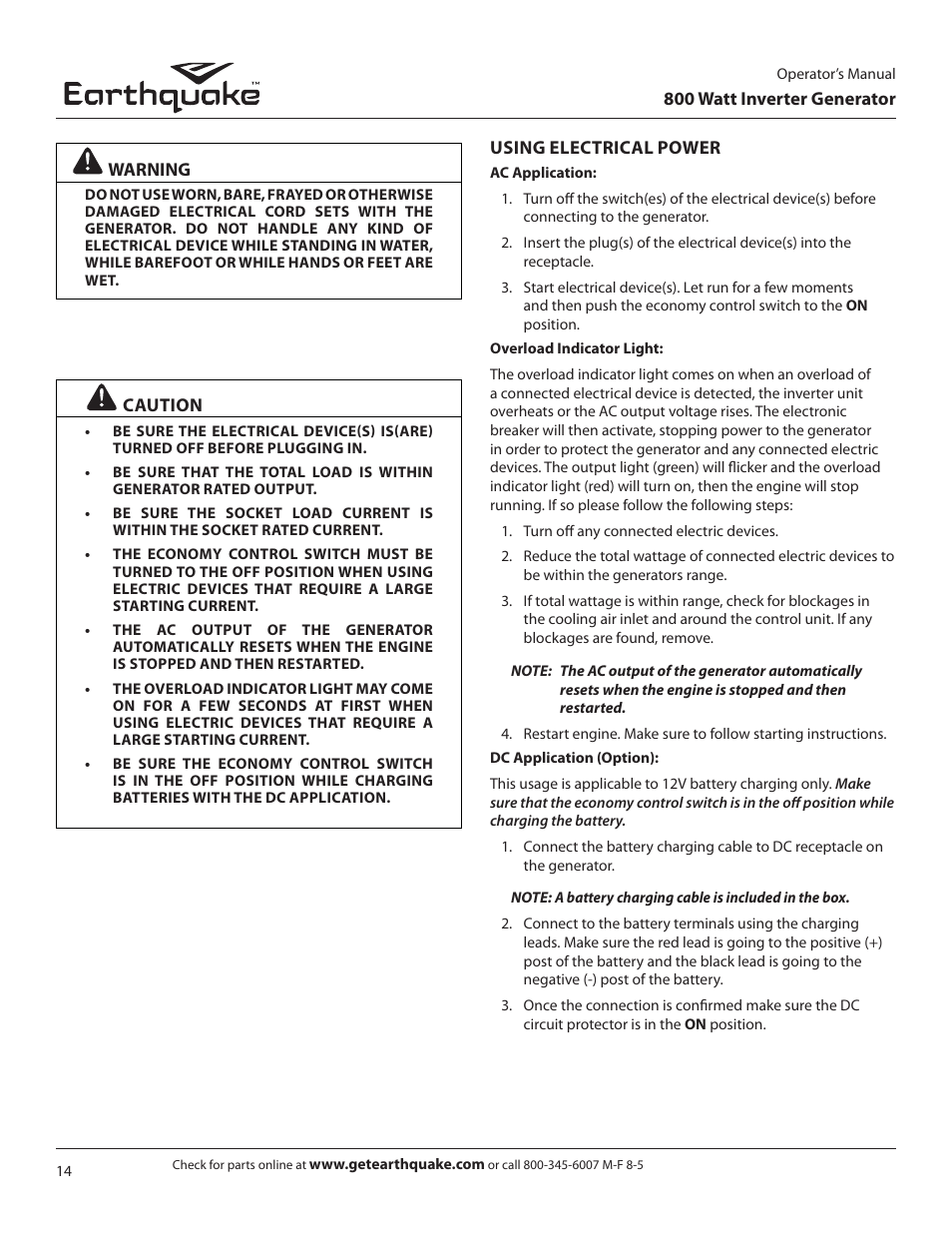 EarthQuake MC43ES User Manual | Page 14 / 28