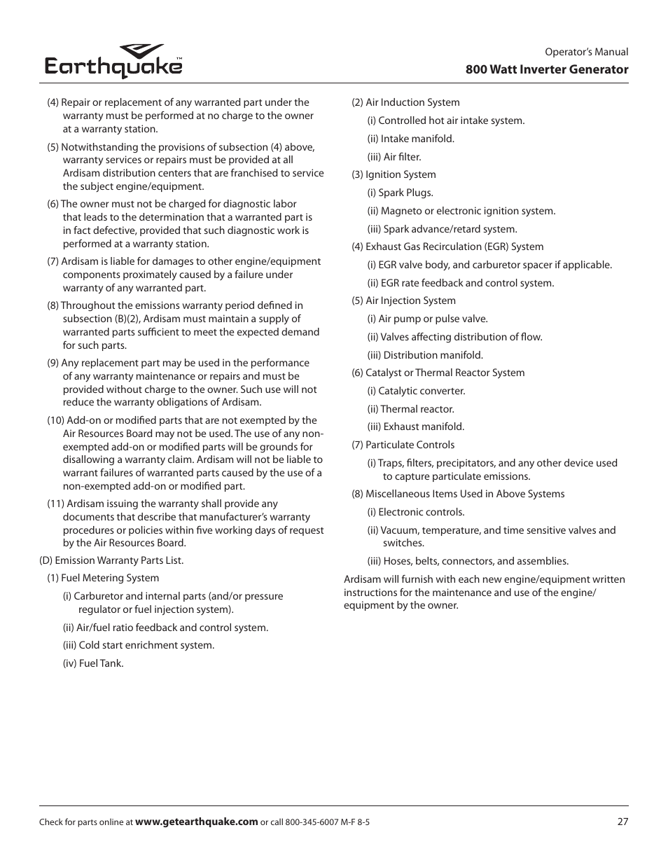 EarthQuake MC43ES User Manual | Page 27 / 28