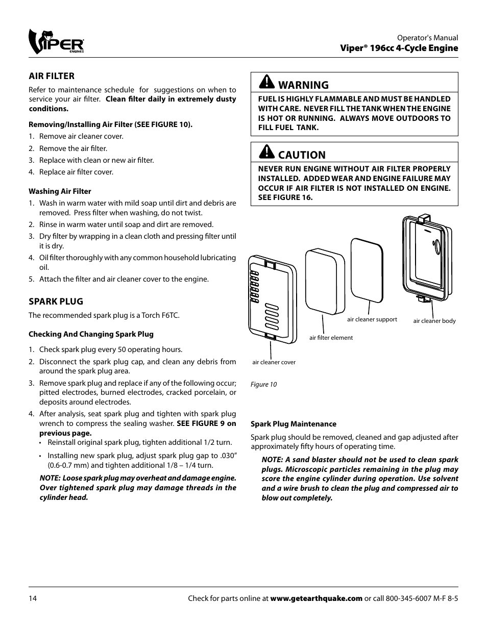Warning, Caution | EarthQuake 9060300 User Manual | Page 14 / 24
