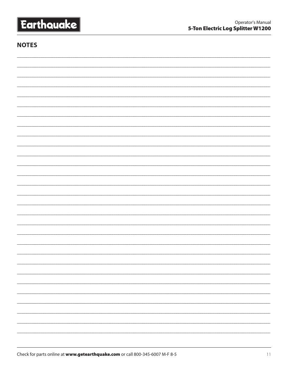 EarthQuake W1200 User Manual | Page 11 / 16