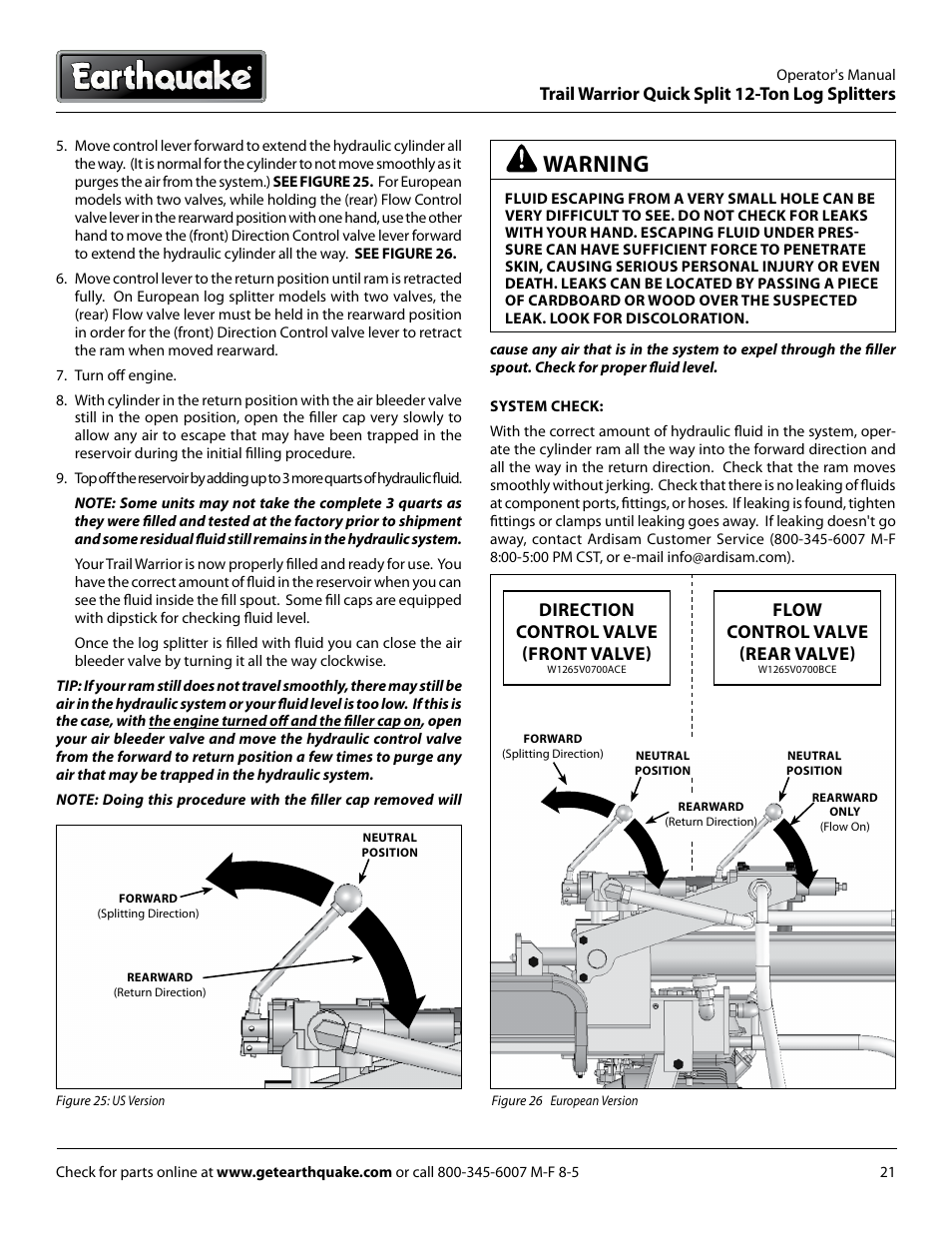 Warning | EarthQuake W1265B User Manual | Page 21 / 36