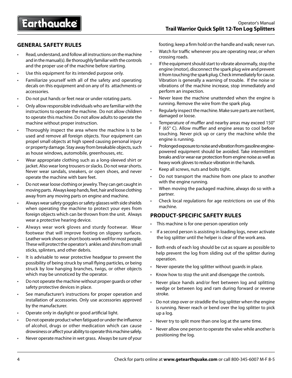 EarthQuake W1265B User Manual | Page 4 / 36