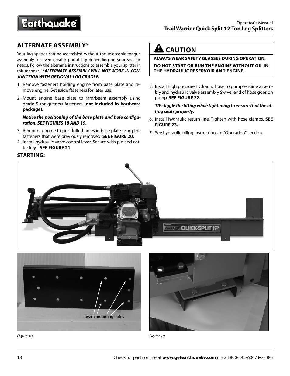 Caution, Alternate assembly | EarthQuake W1265V User Manual | Page 18 / 36