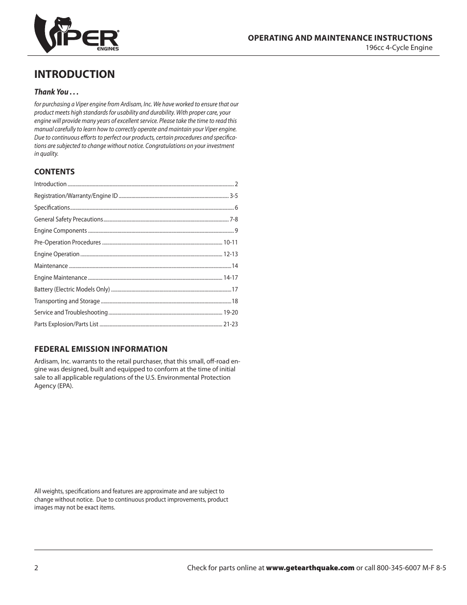 Introduction | EarthQuake W1265VCE User Manual | Page 2 / 24