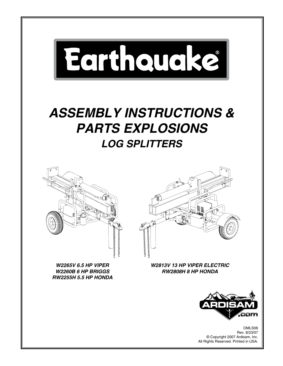 EarthQuake W2265V User Manual | 20 pages