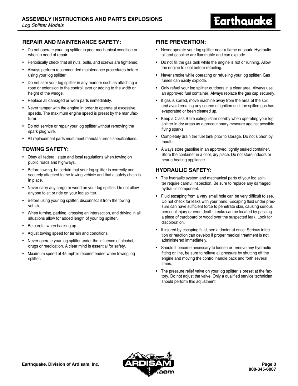 Ardisam | EarthQuake W2265V User Manual | Page 3 / 20