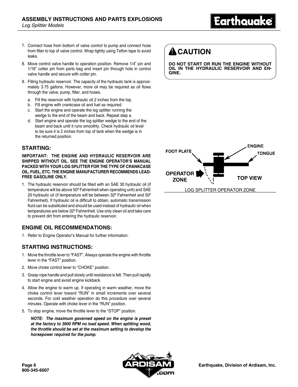 Caution, Ardisam | EarthQuake W2265V User Manual | Page 6 / 20
