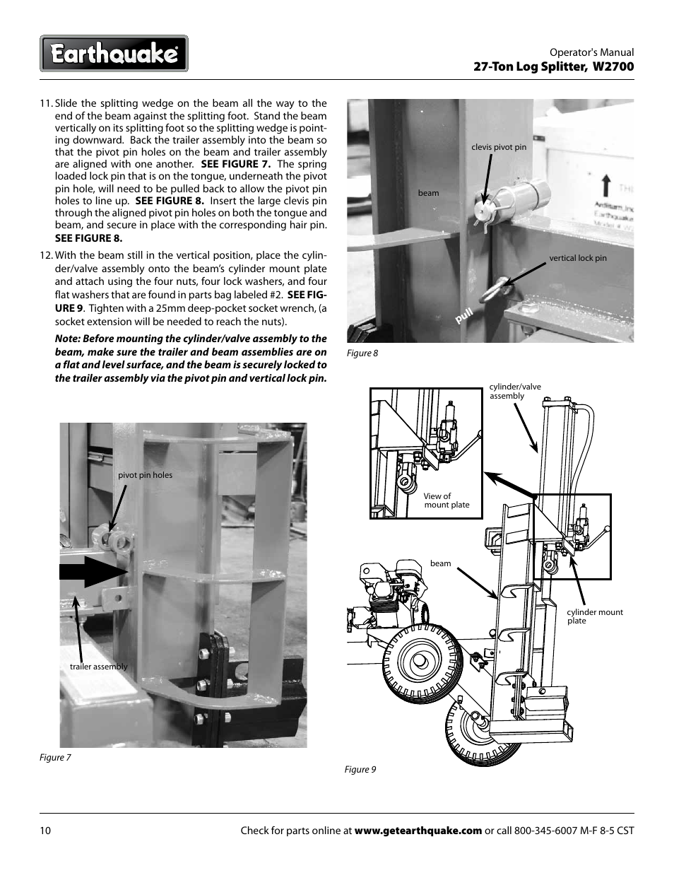 Ton log splitter, w2700 | EarthQuake W2700B User Manual | Page 10 / 20