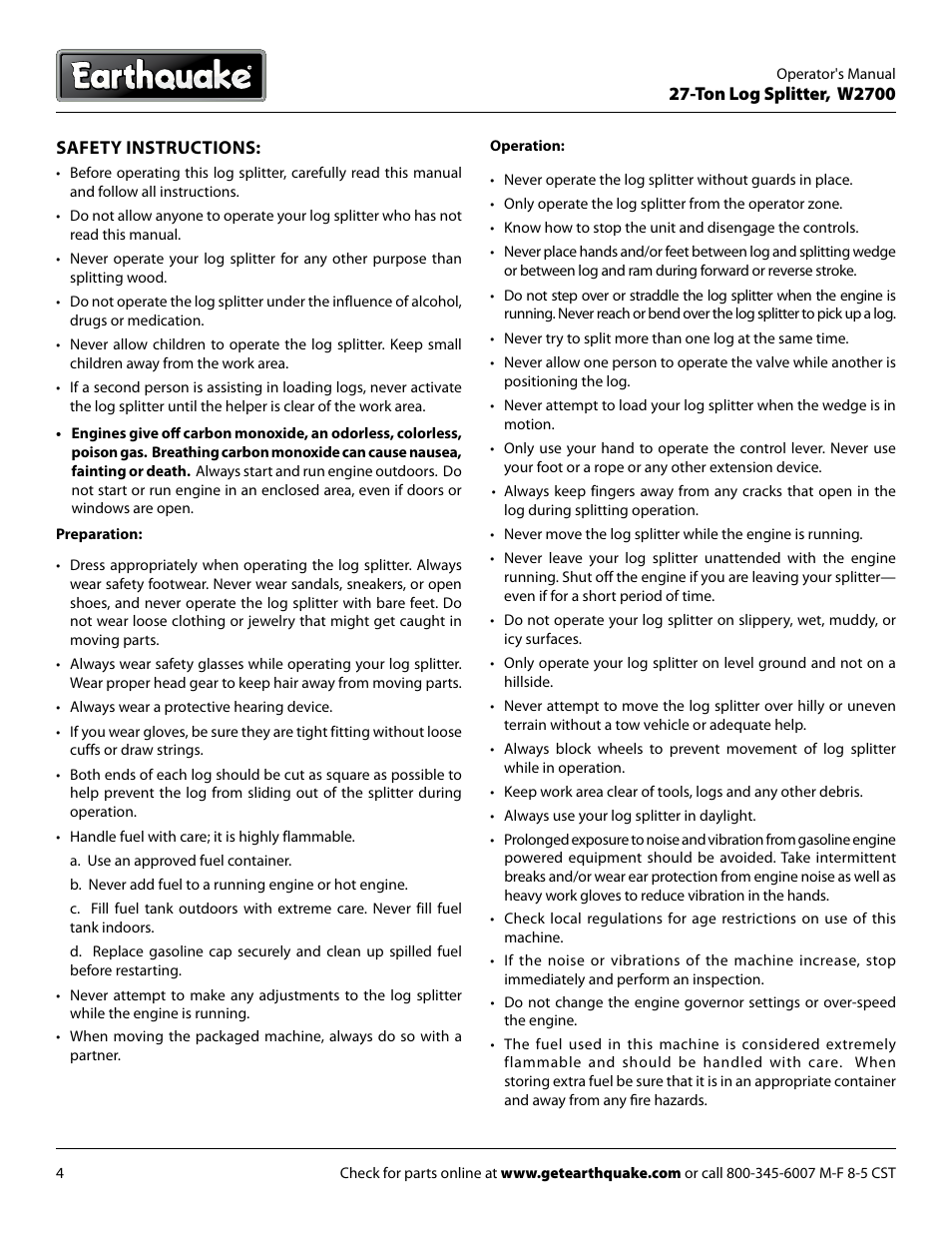 EarthQuake W2700B User Manual | Page 4 / 20