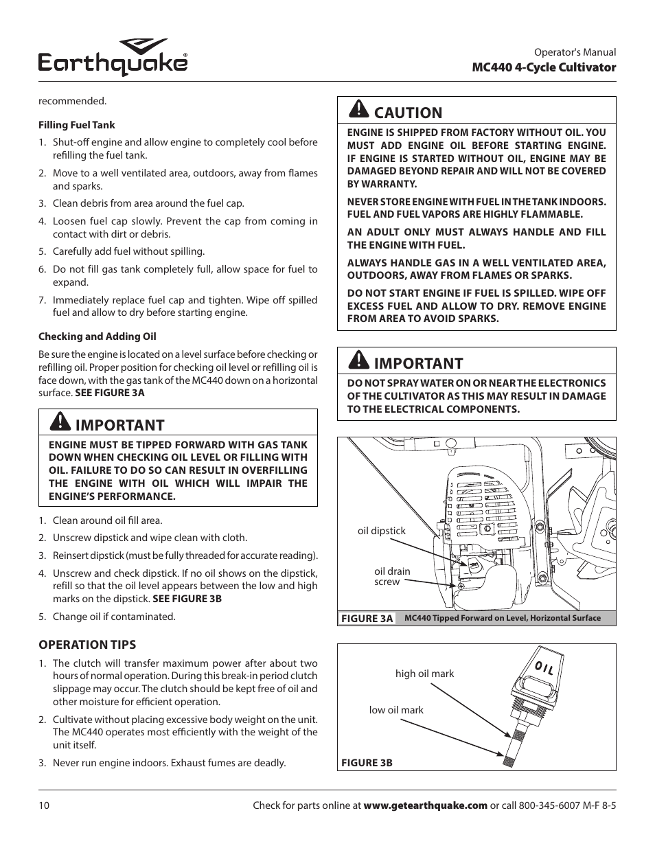 Caution, Important | EarthQuake 12802 User Manual | Page 10 / 84