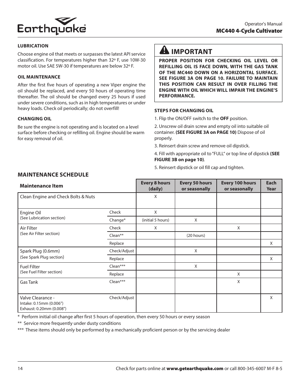 Important | EarthQuake 12802 User Manual | Page 14 / 84