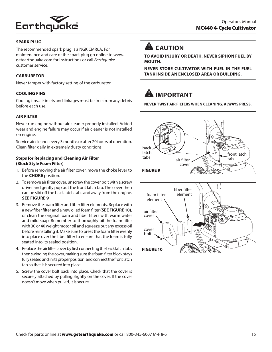 Important, Caution | EarthQuake 12802 User Manual | Page 15 / 84