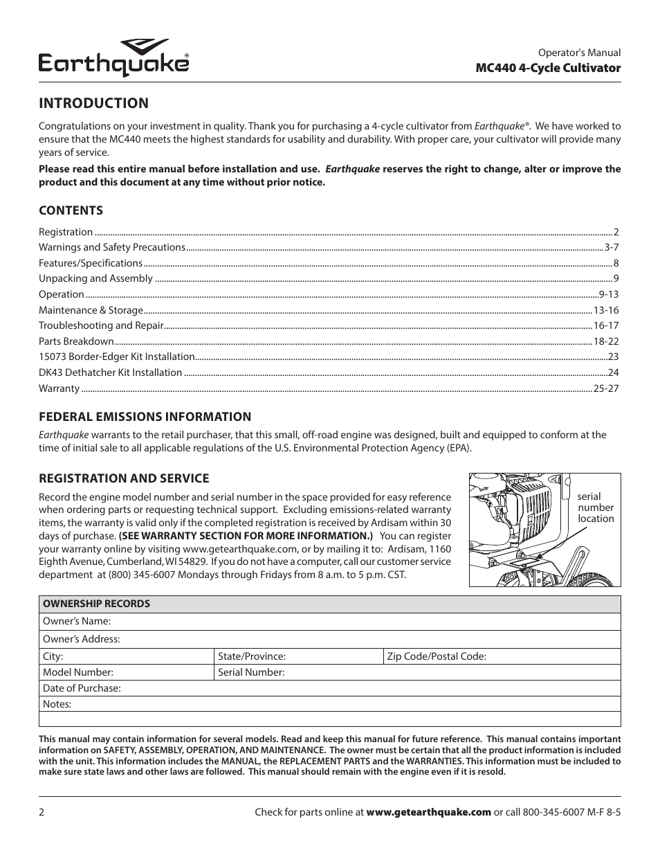 Introduction | EarthQuake 12802 User Manual | Page 2 / 84