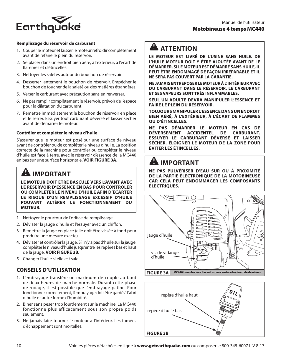 Attention, Important | EarthQuake 12802 User Manual | Page 38 / 84