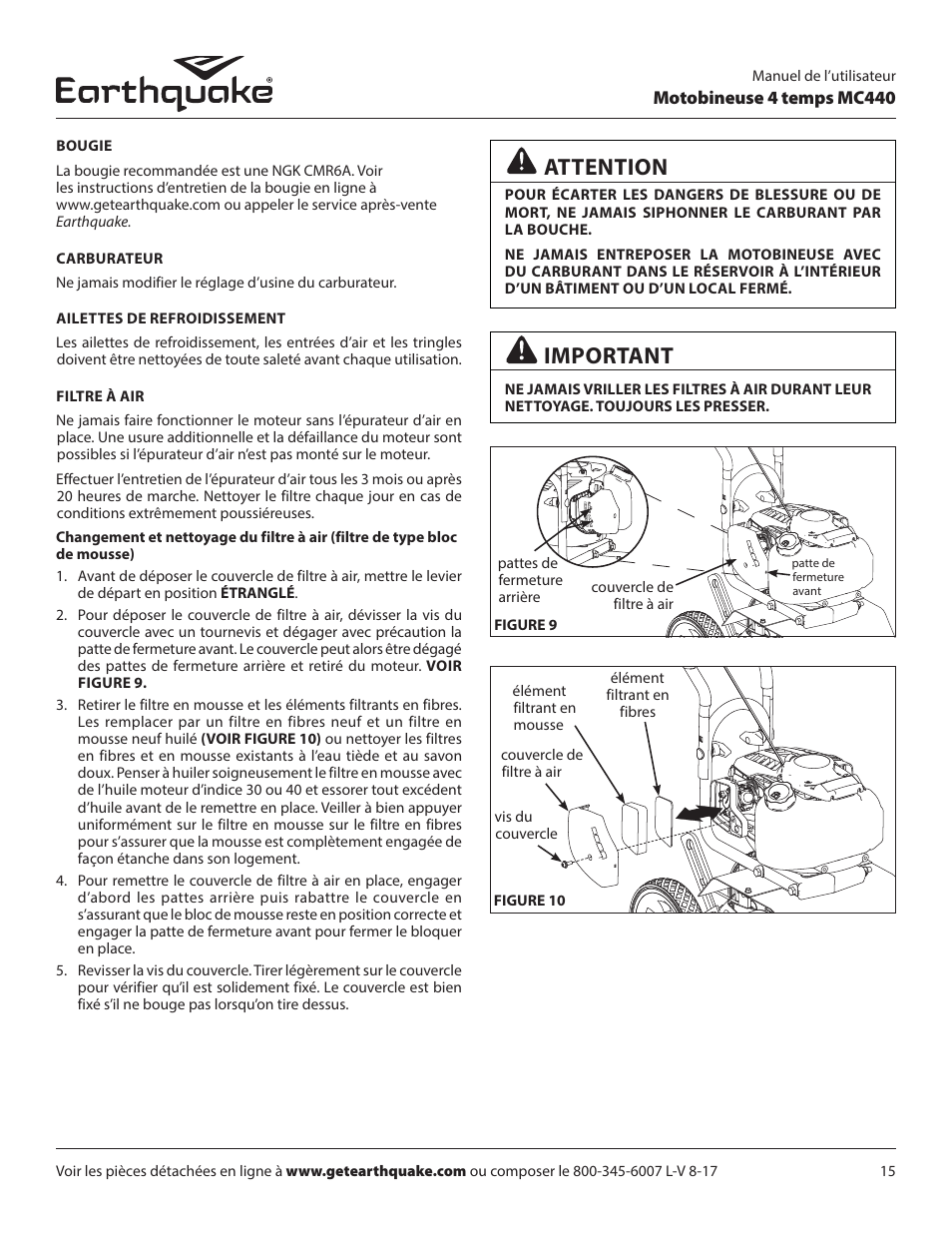 Important, Attention | EarthQuake 12802 User Manual | Page 43 / 84