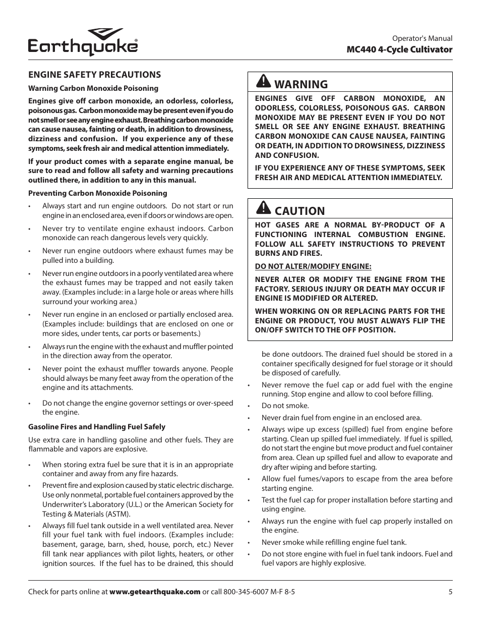 Caution, Warning | EarthQuake 12802 User Manual | Page 5 / 84