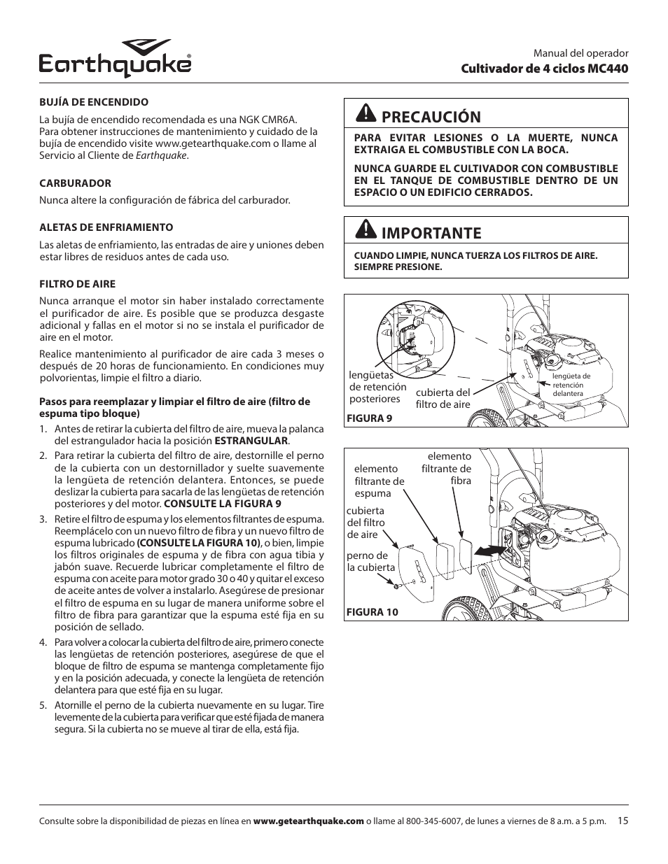 Importante, Precaución | EarthQuake 12802 User Manual | Page 71 / 84