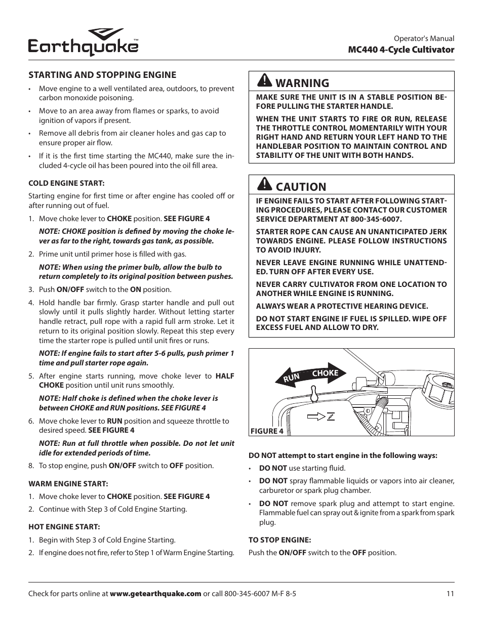 Caution, Warning | EarthQuake 12802 User Manual | Page 11 / 28