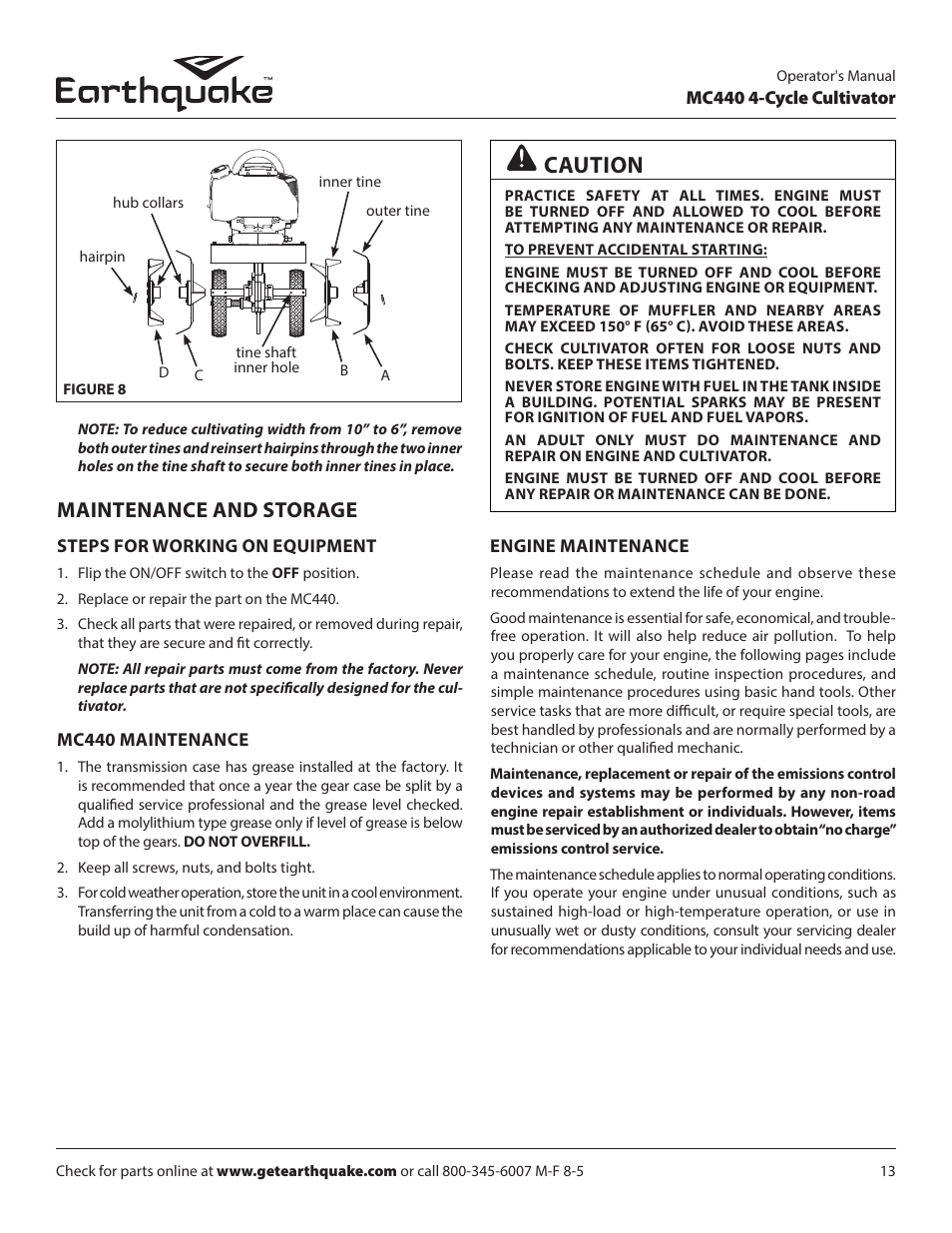 Caution, Maintenance and storage | EarthQuake 12802 User Manual | Page 13 / 28