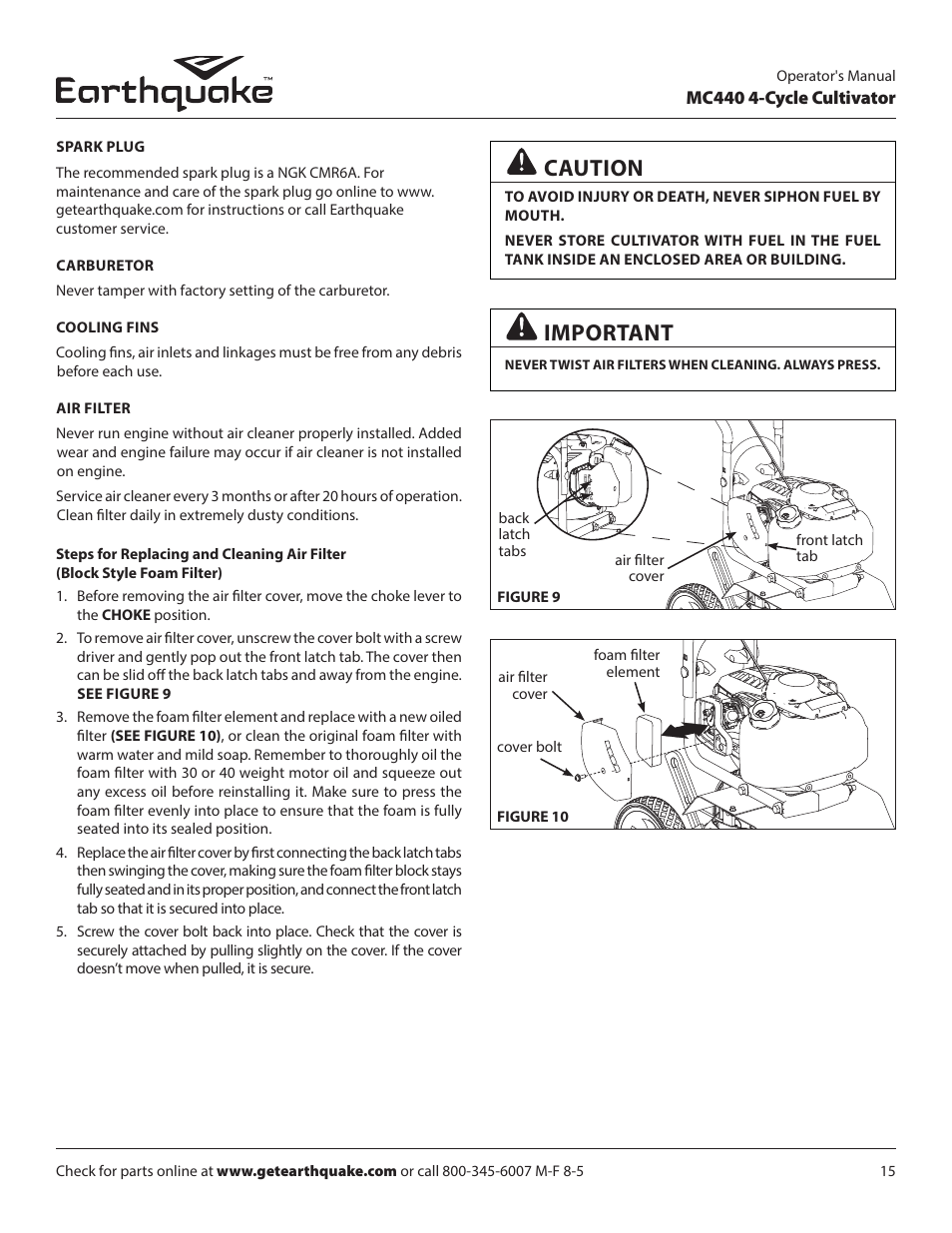 Important, Caution | EarthQuake 12802 User Manual | Page 15 / 28